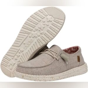 Hey Dude Wendy Slip On Sneakers Shoes Womens Size 7 Chambray Nut Beige New NWT